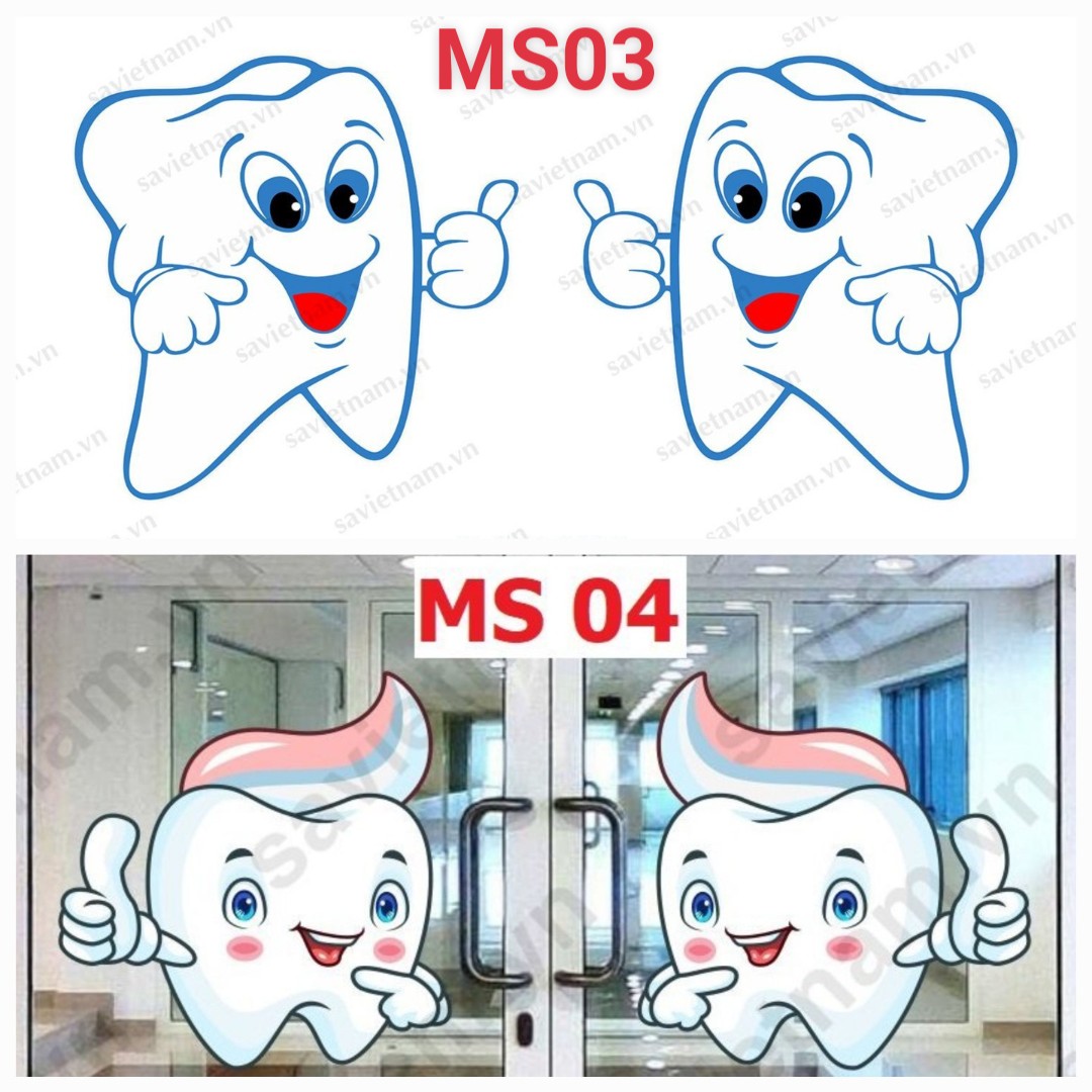Decal hình răng dán cửa kính phòng khám Nha khoa | An Khang Mart