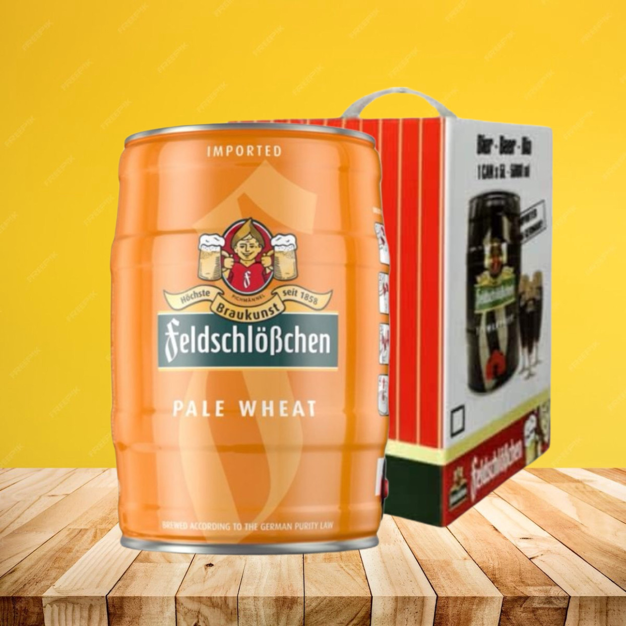 Hộp quà Bia Đức FeldschloBchen Pale Wheat 5,0% - Bom 5 Lít