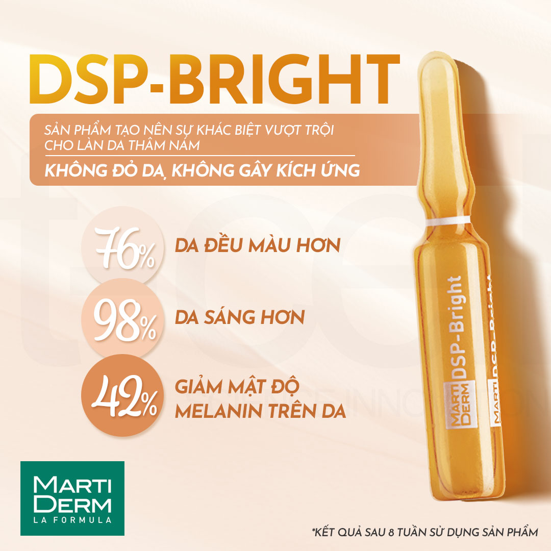 Ampoule dưỡng sáng đều màu da, giảm đốm sắc tố Martiderm Pigment Zero DSP Bright - 30 ống x 2ml
