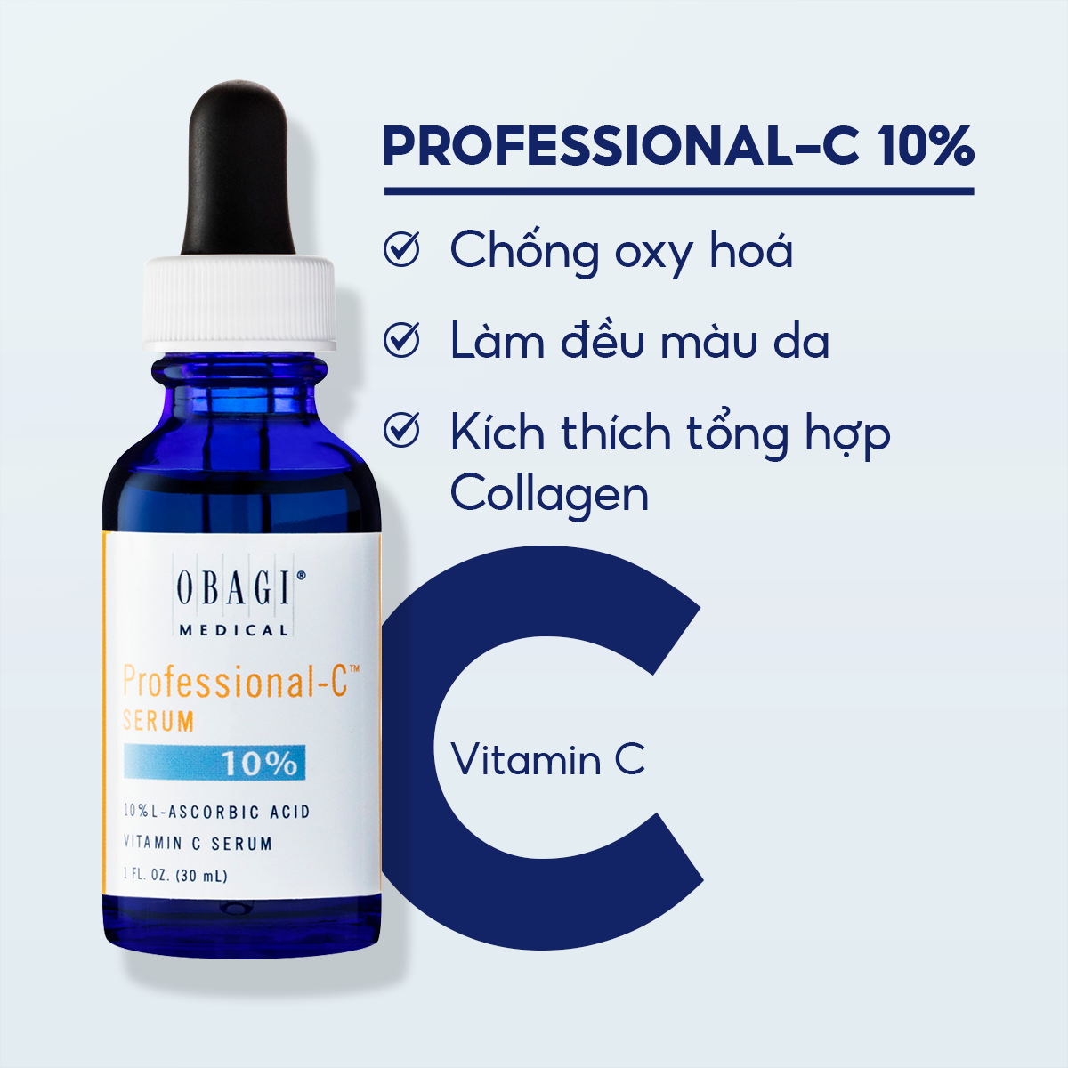 Serum chống oxy hóa, làm sáng đều màu da Obagi Professional C Serum 10% - 30ml