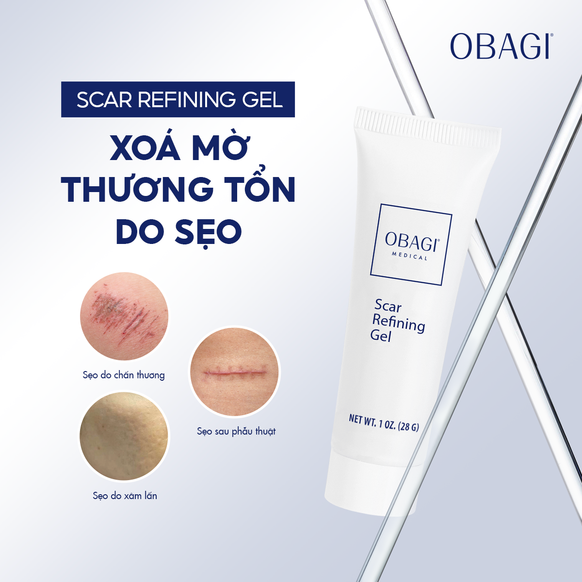 Gel phục hồi, lành thương, mờ sẹo Obagi Scar Refining Gel - 28g