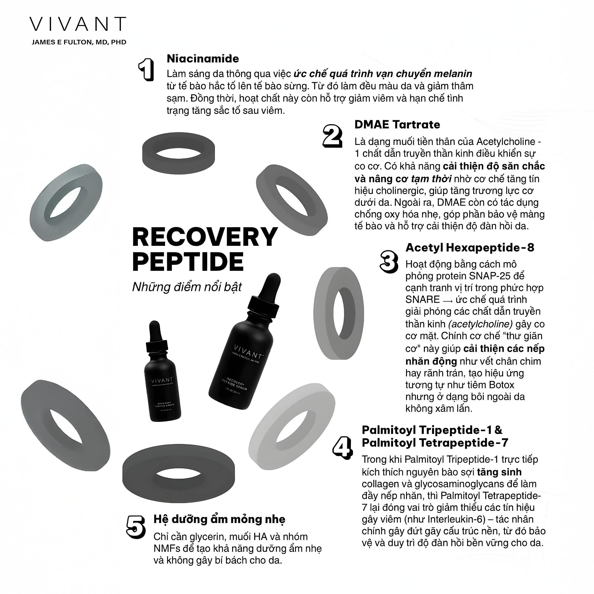 Tinh chất cấp ẩm phục hồi và săn chắc da chuyên sâu Vivant Recovey Peptide - 30ml