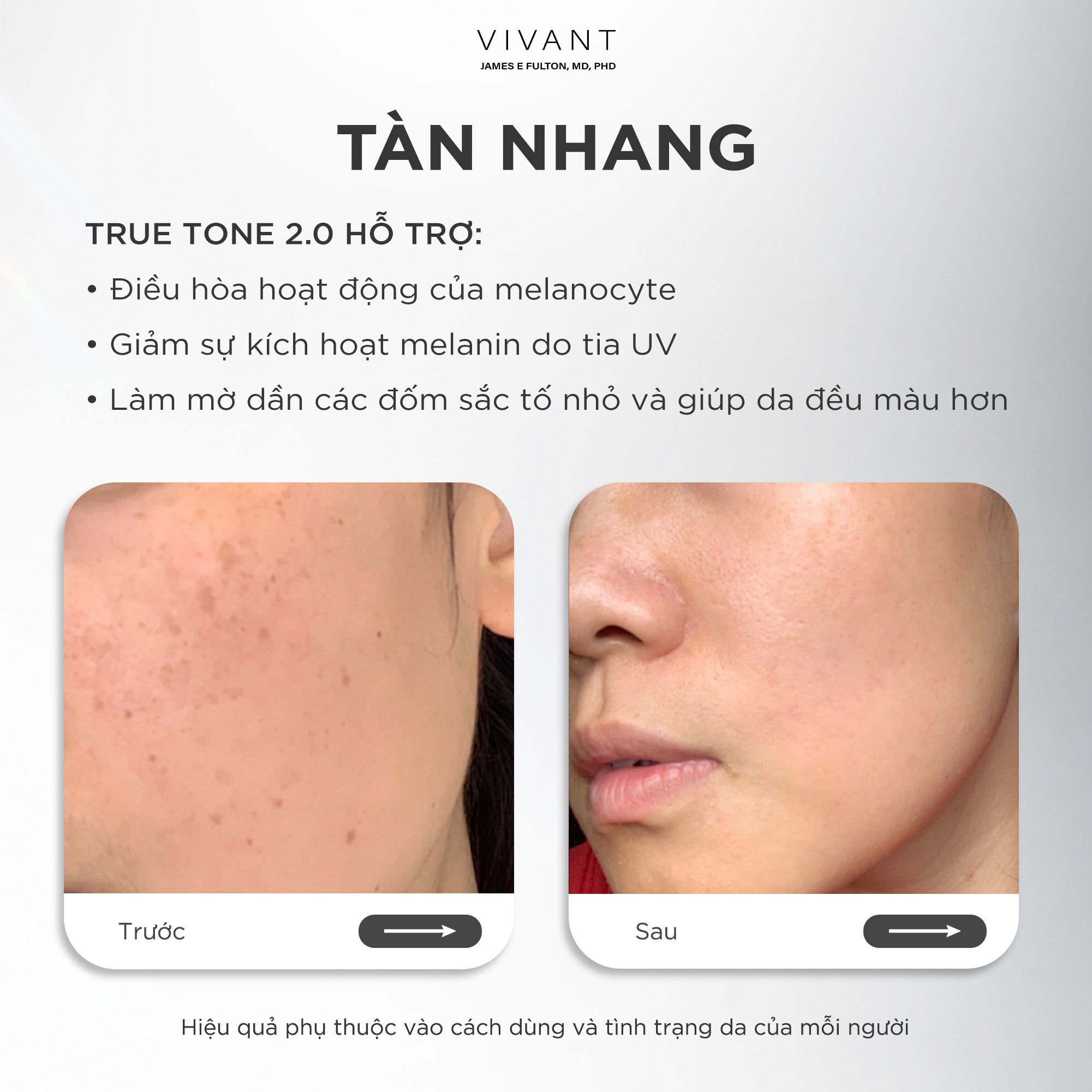 Tinh chất giảm nám, tàn nhang và cải thiện da sáng mịn Vivant Skincare True Tone 2.0 - 30ml