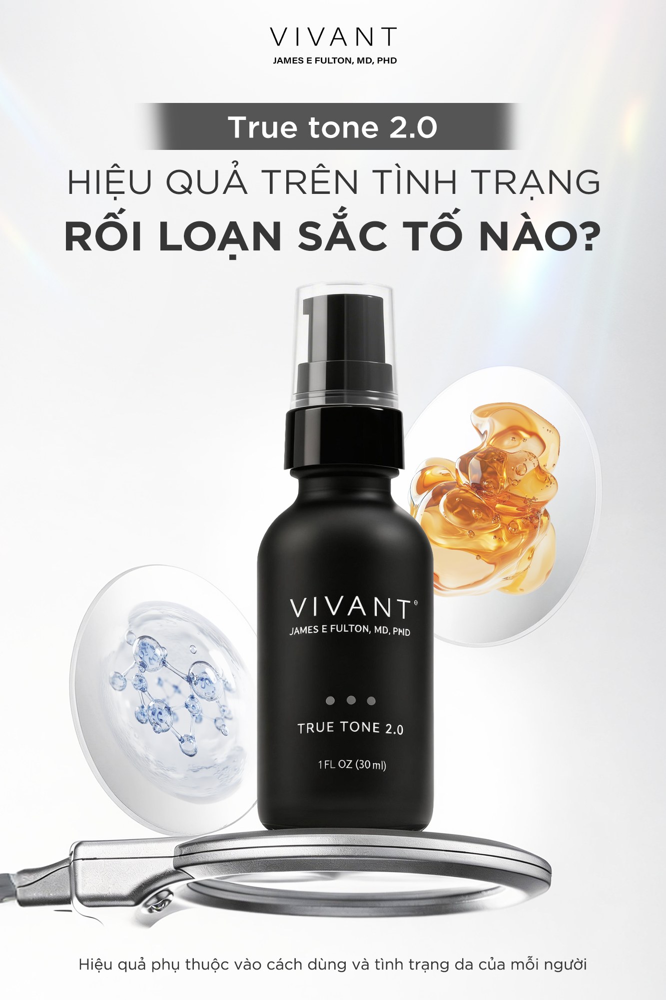 Tinh chất giảm nám, tàn nhang và cải thiện da sáng mịn Vivant Skincare True Tone 2.0 - 30ml