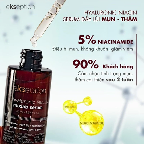 Tinh chất kiềm dầu, sáng da và mờ thâm Ekseption Hyaluronic Niacin - 75ml