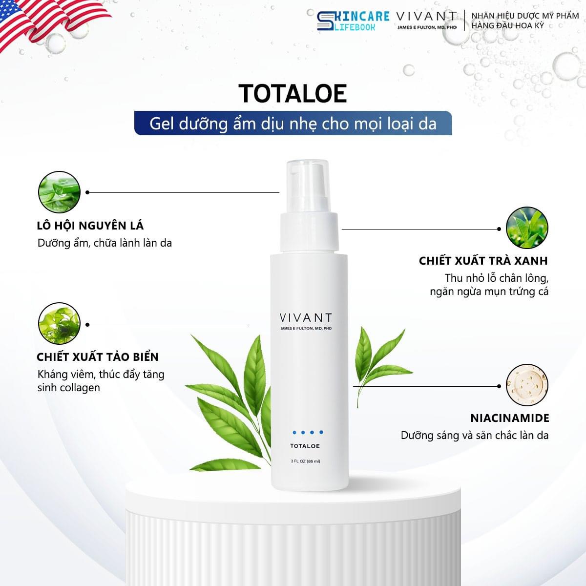 Gel dưỡng ẩm cho da dầu, mụn Vivant Skincare Totaloe - 86ml