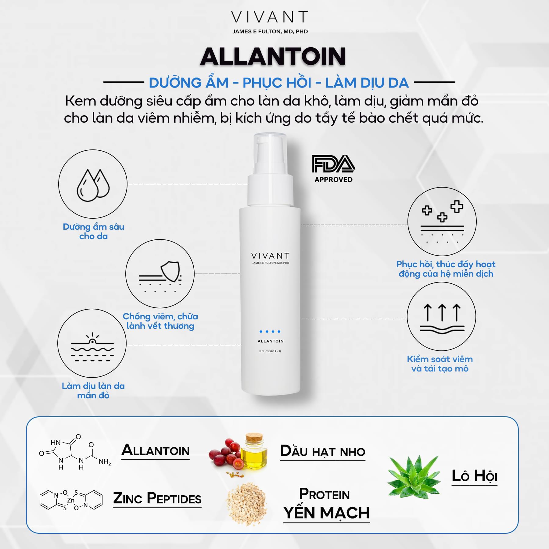 Kem dưỡng ẩm, phục hồi da Vivant Skincare Allantoin - 86ml