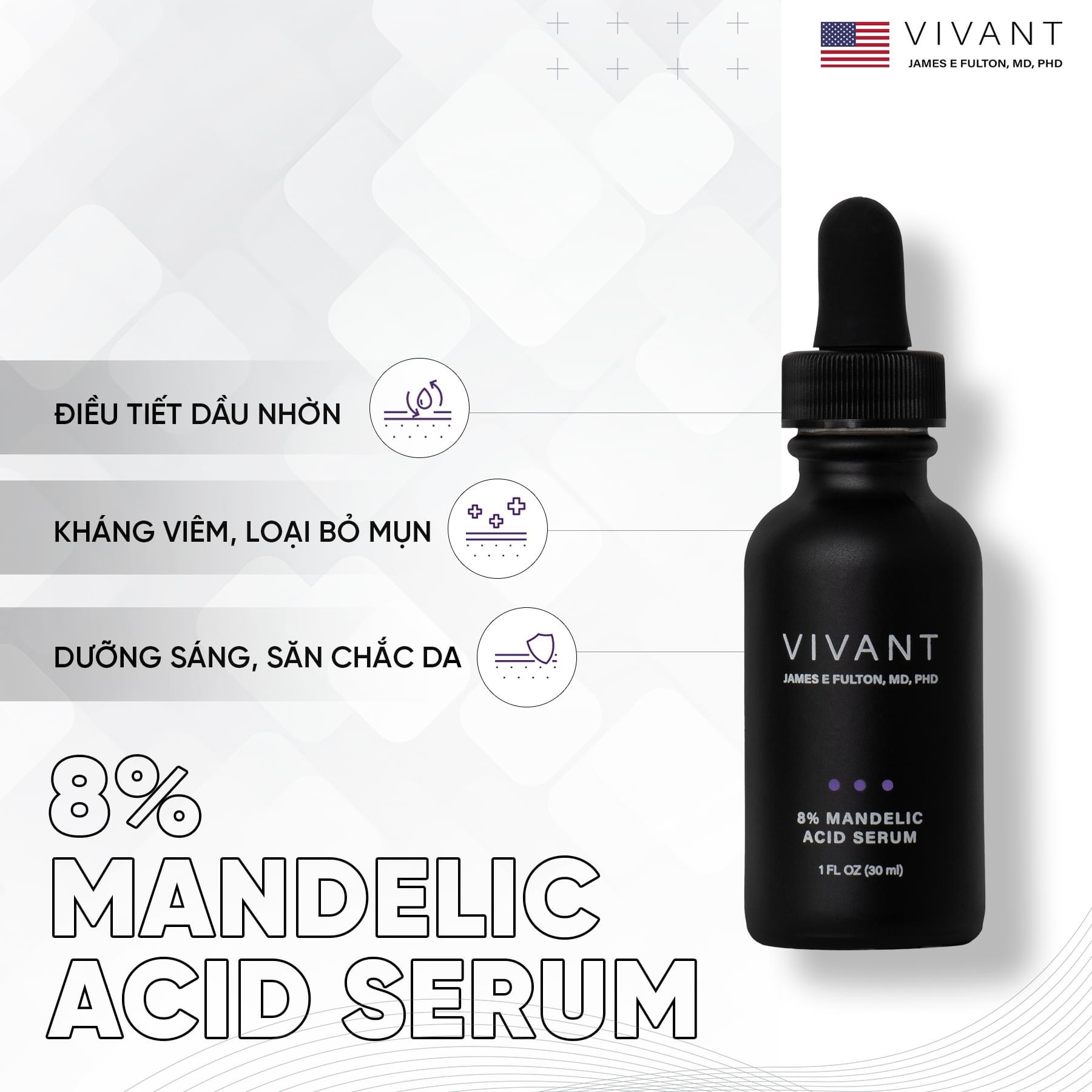 Serum tái tạo da Vivant Skincare Mandelic Acid 8% - 30ml