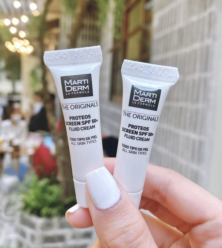 Kem chống nắng phổ rộng ngừa lão hóa, phòng chống nám quay lại MartiDerm The Originals Proteos Screen SPF50+ Fluid Cream - 2ml