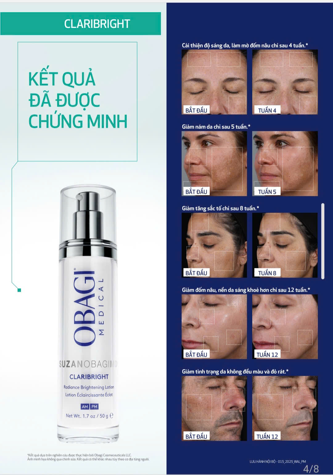 Lotion dưỡng sáng da mờ thâm nám Suzan ObagiMD Claribright - 50ml