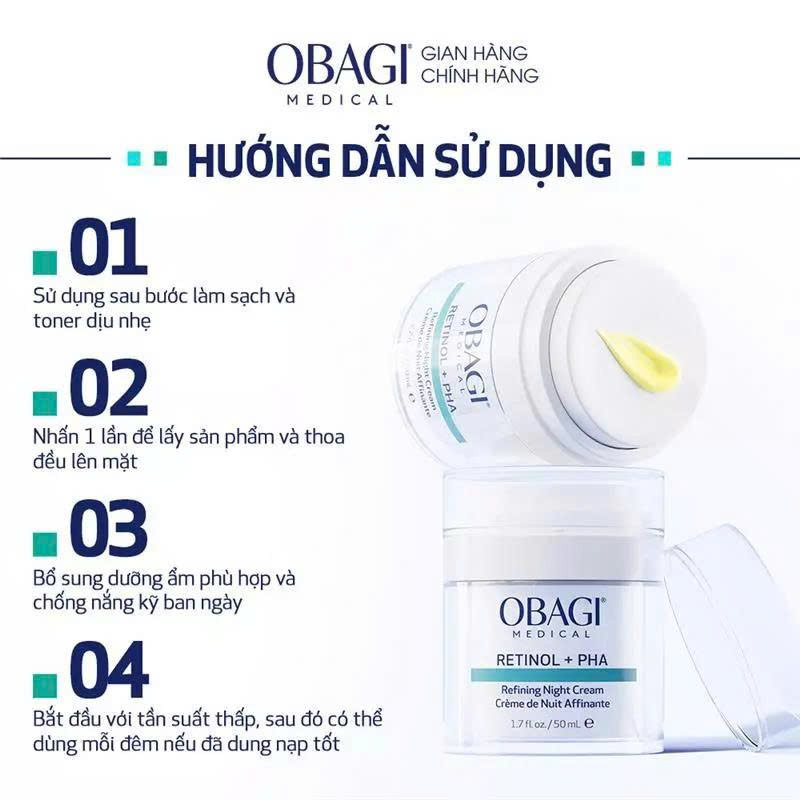 Kem dưỡng tái tạo & trẻ hóa da ban đêm Obagi Retinol + PHA - 50ml