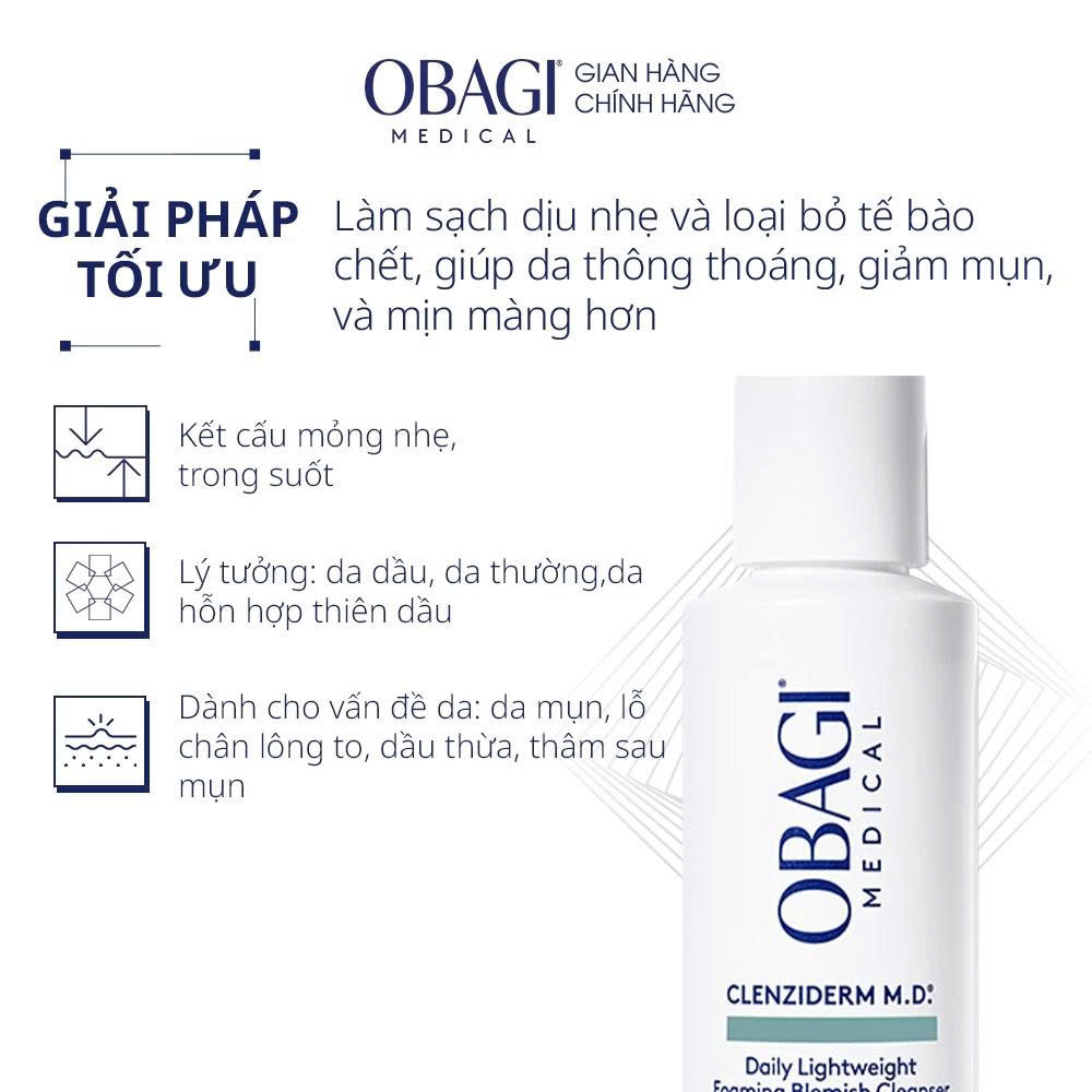 Sữa rửa mặt Obagi Clenziderm M.D - 118ml