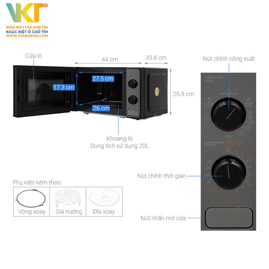 Lò vi sóng có nướng Toshiba MM2-MG20PE(BM)VN - Thông số kỹ thuật