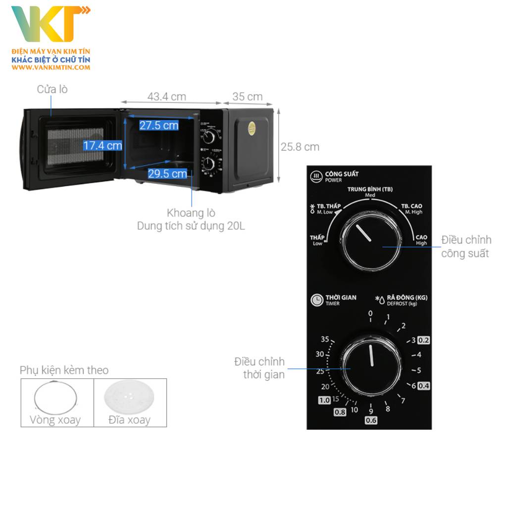 Lò vi sóng Toshiba MW2-MM20P(BK) - Thông số kỹ thuật