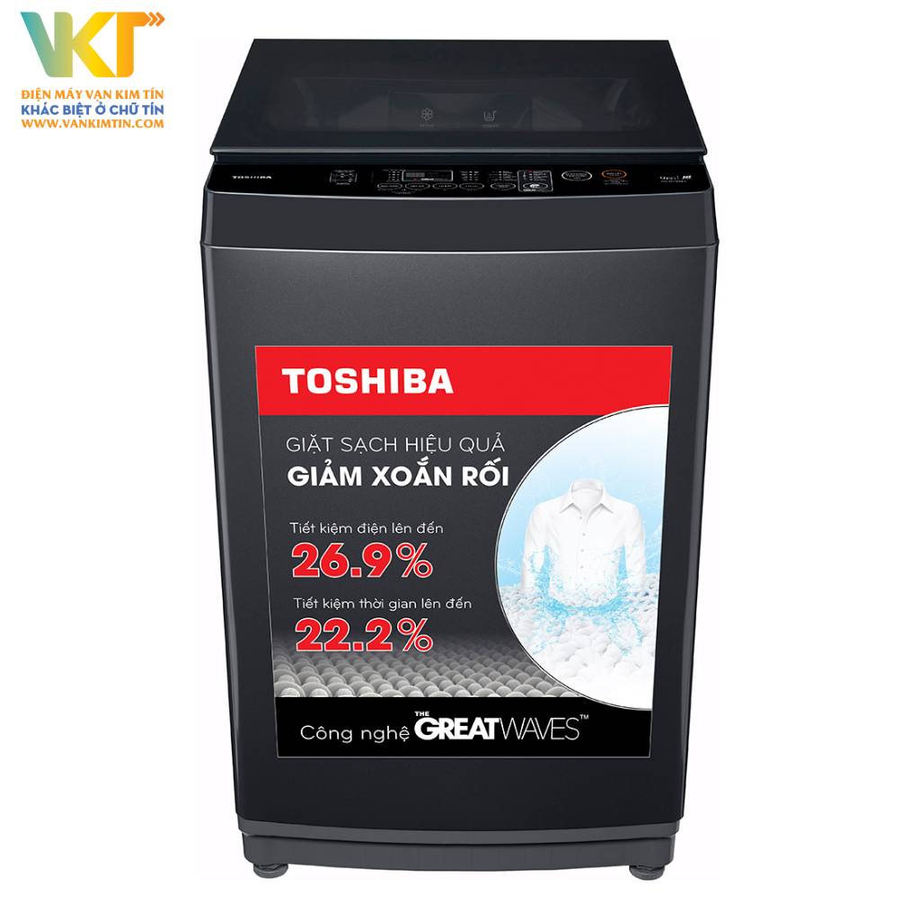 Máy giặt Toshiba 9 kg AW-M1000FV(MK) - Thiết kế hiện đại, nắp kính cường lực bền bỉ