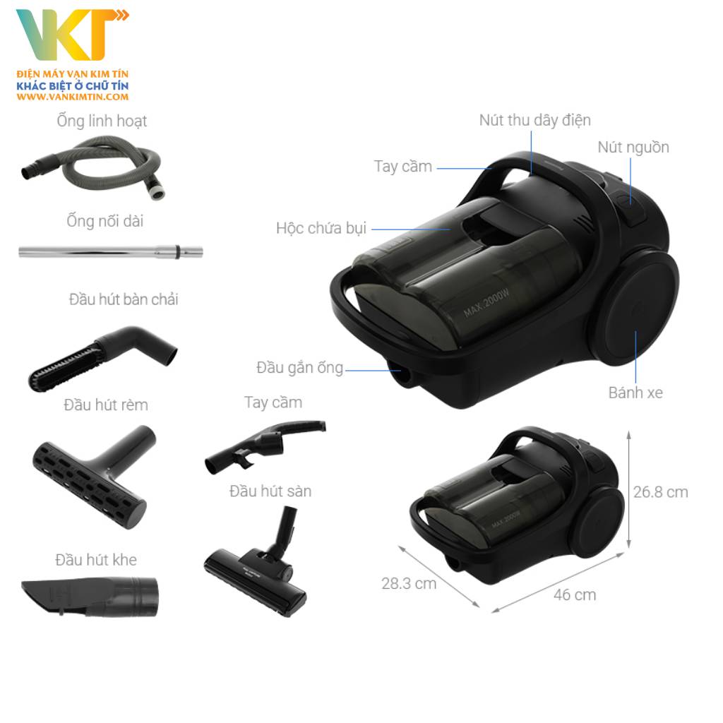 Máy hút bụi dạng hộp Panasonic MC-CL605KN49 - Thông số kỹ thuật