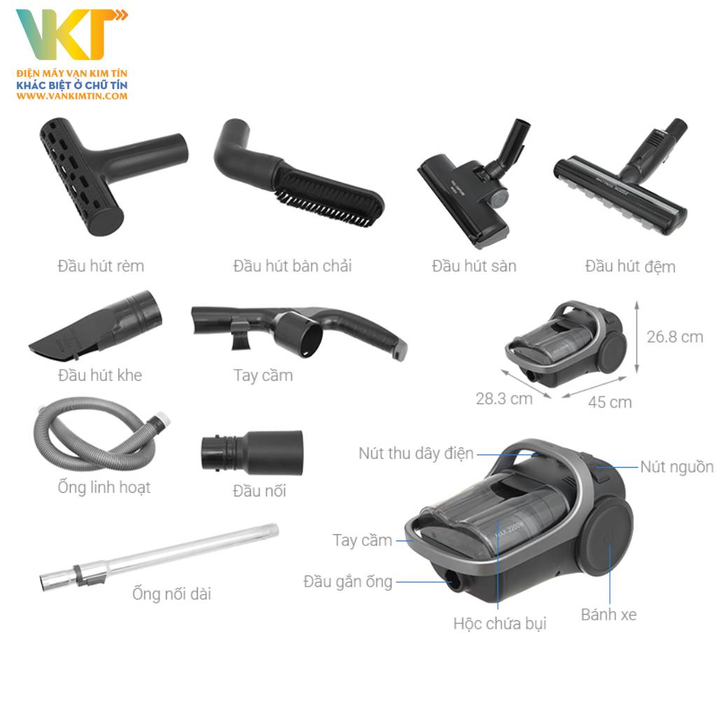 Máy hút bụi dạng hộp Panasonic MC-CL609HN49 - Thông số kỹ thuật