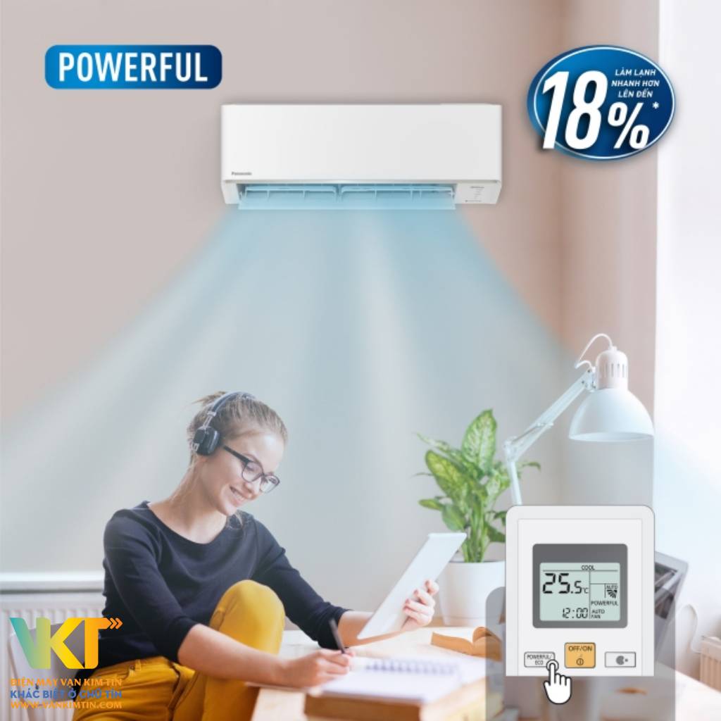Máy lạnh Panasonic Inverter 1.5 HP CU/CS-PU12AKH-8 - Công nghệ POWERFUL, làm lạnh nhanh chóng hơn 