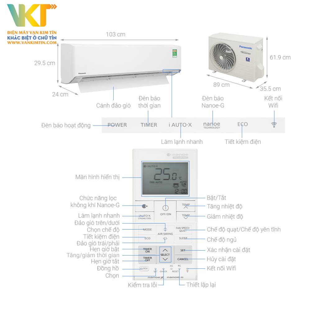 Máy lạnh Panasonic Inverter 2 HP CU/CS-XU18ZKH-8 - Thông số kỹ thuật
