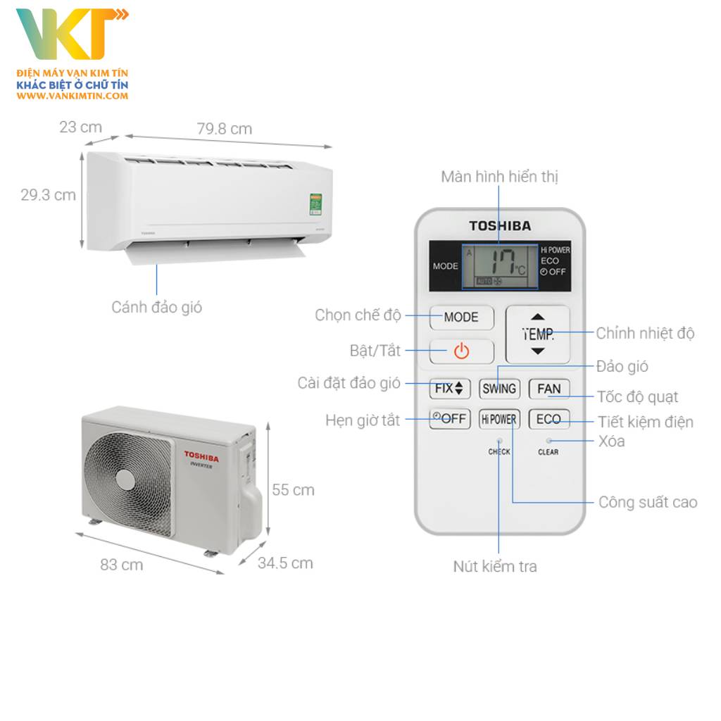 Máy lạnh Toshiba Inverter 2 HP RAS-H18S5KCV2G-V - Thông số kỹ thuật