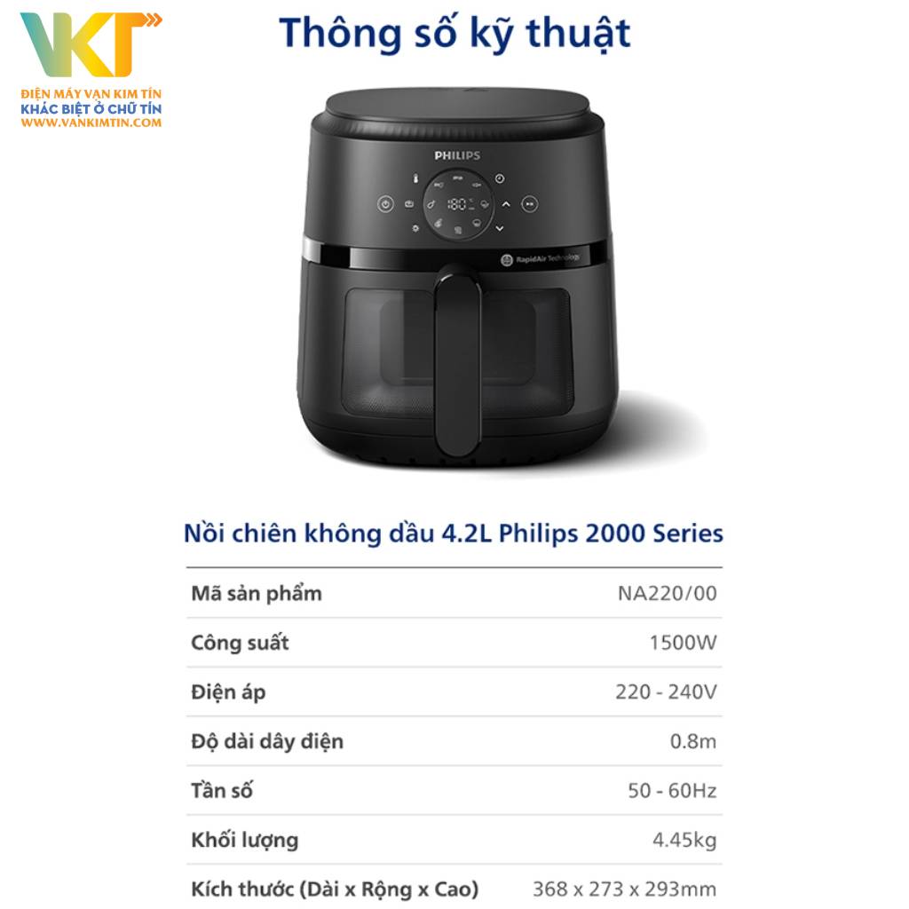 Nồi chiên không dầu Philips NA220/00 - Thông số kỹ thuật