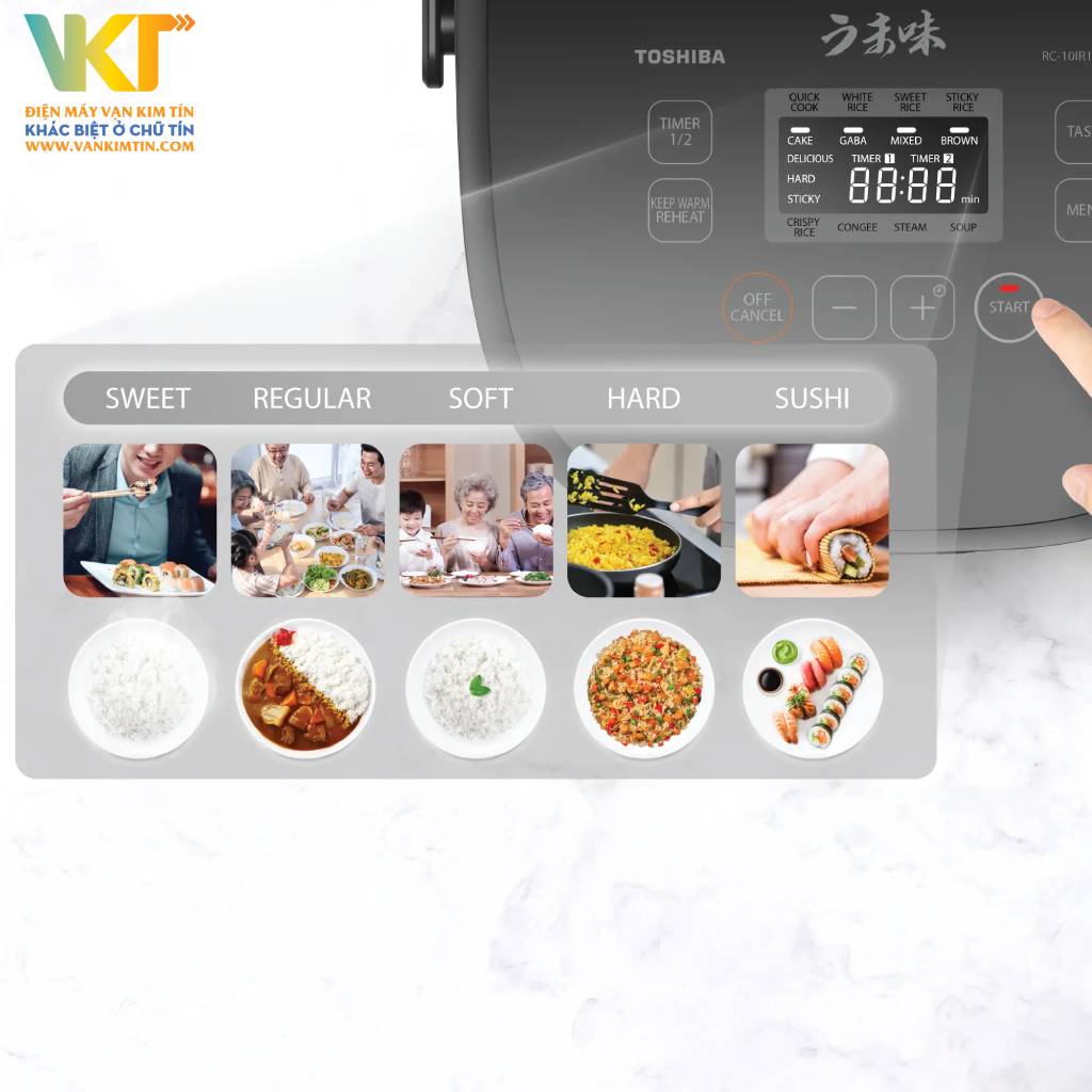Nồi cơm điện cao tần Toshiba RC-15IP1UVN(K) - Menu đa dạng, nhiều chế độ nấu thông minh