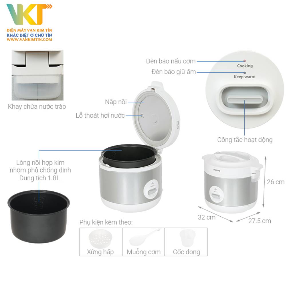 Nồi cơm điện Philips HD3008/30 - Thông số kỹ thuật