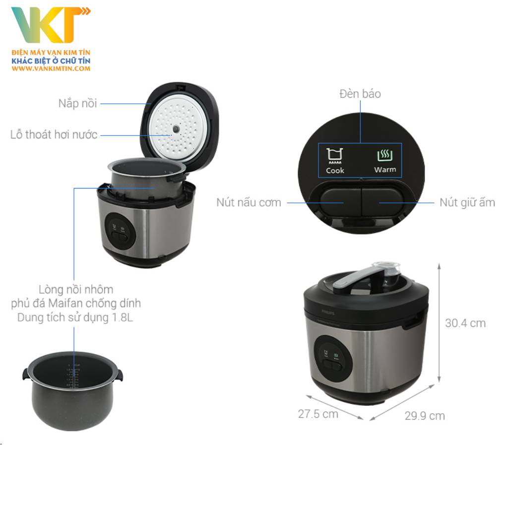 Nồi cơm điện Philips HD3213/31 - Thông số kỹ thuật