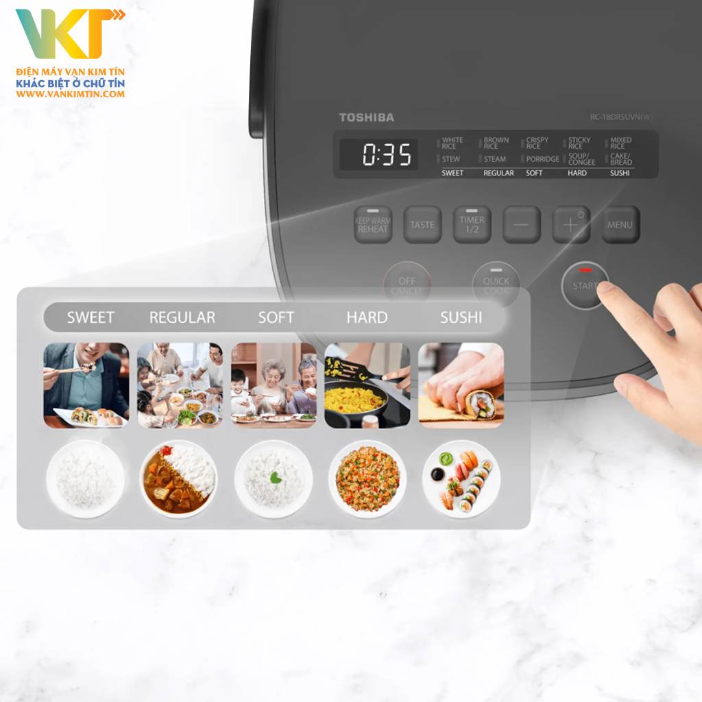 Nồi cơm điện tử Toshiba RC-10DR5UVN(H) - Dung tích dành riêng cho gia đình nhỏ với đầy đủ phụ kiện 