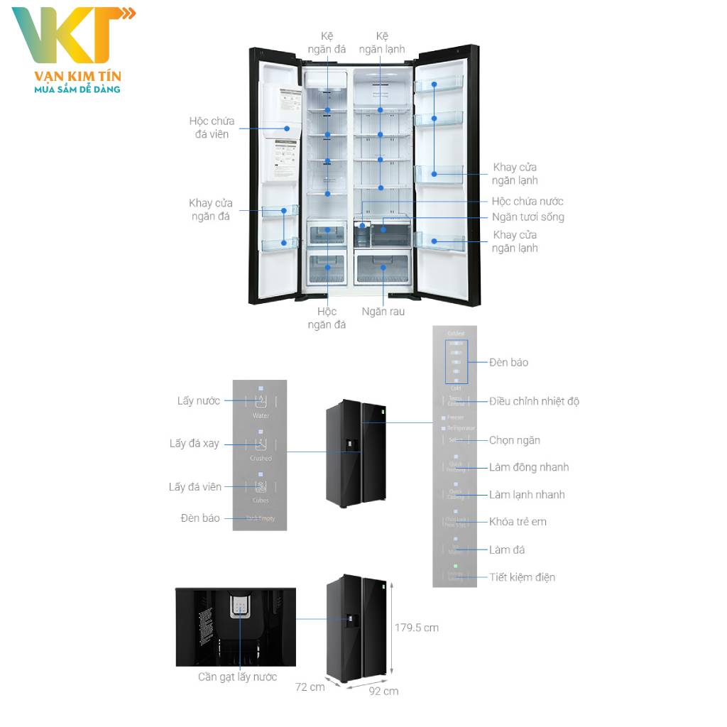 Tủ lạnh Hitachi Inverter 573 lít R-SX800GPGV0 GBK - Thông số kỹ thuật
