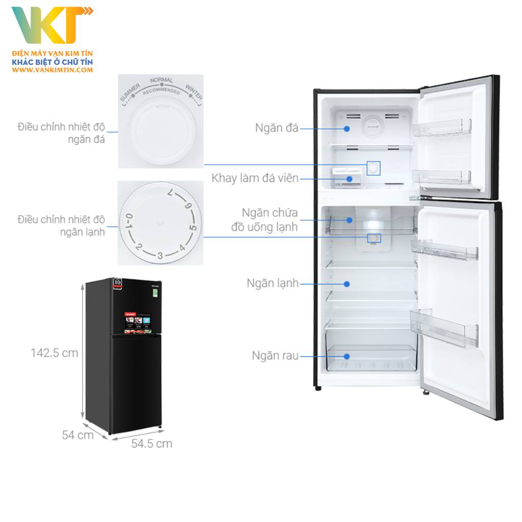 Tủ lạnh Sharp Inverter 197 lít SJ-X215V-DG - Thông số kỹ thuật