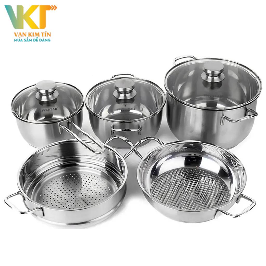 Bộ 5 nồi inox nắp kính Fivestar FS08CG1