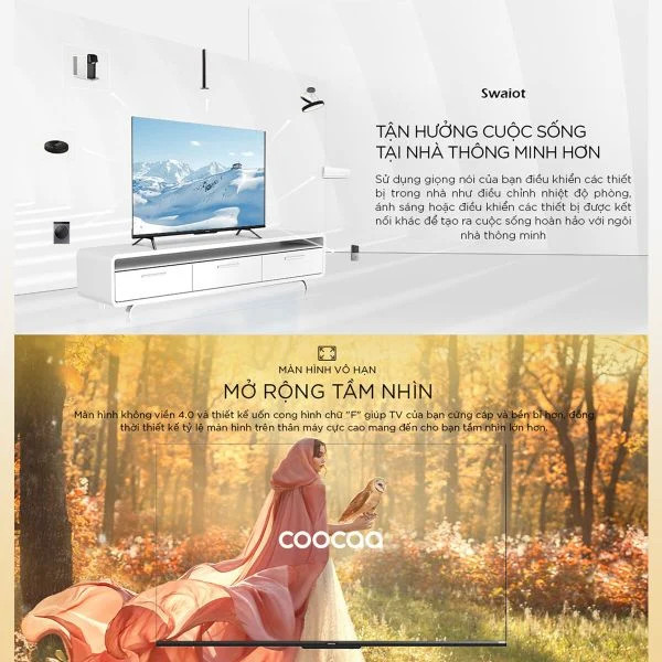 Google Tivi Coocaa 65Y73 4K 65 inch Tràn Viền 4.0