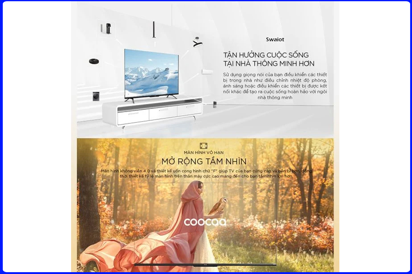 Google Tivi Coocaa 85Y73 4K 85 Inch - Màn hình tràn viền 4.0