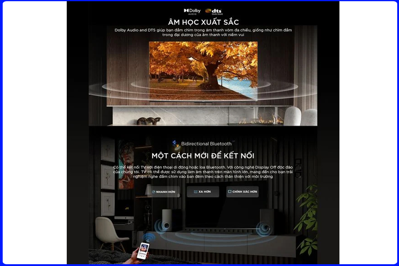 Google Tivi Coocaa 85Y73 4K 85 Inch - Dolby Audio và DTS Studio Sound.