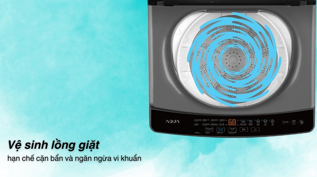 Máy giặt Aqua 7.2 kg AWM72-316K(S) Vệ sinh lồng giặt tự động