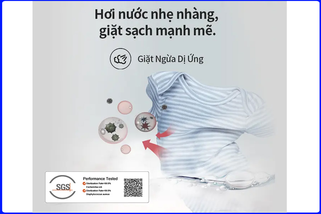 Máy Giặt Hisense WF90N1Y hơi nước nhẹ nhàng ngăn ngừa dị ứng