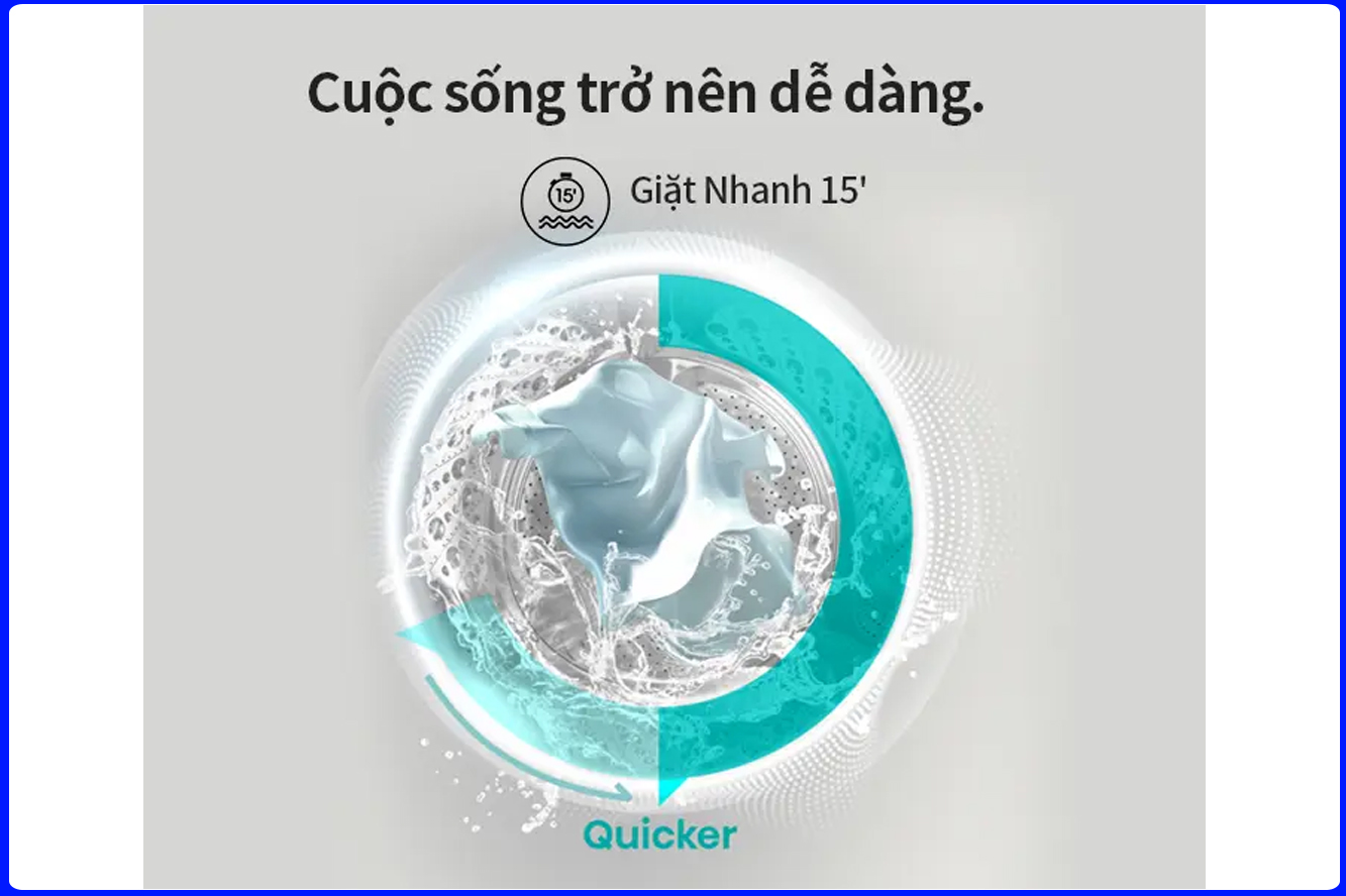 Máy Giặt Hisense WF90N1Y dễ dàng với giặt nhanh 15 phút