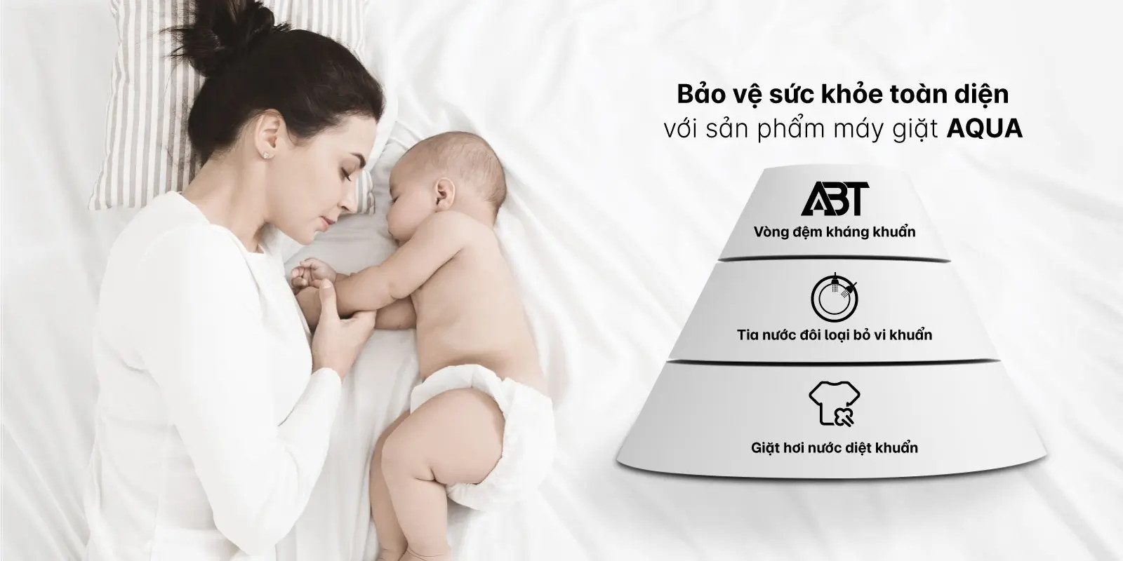 Máy Giặt và Sấy Lồng Ngang Aqua AQD-AH1051J.PS Vòng Đệm Kháng Khuẩn ABT
