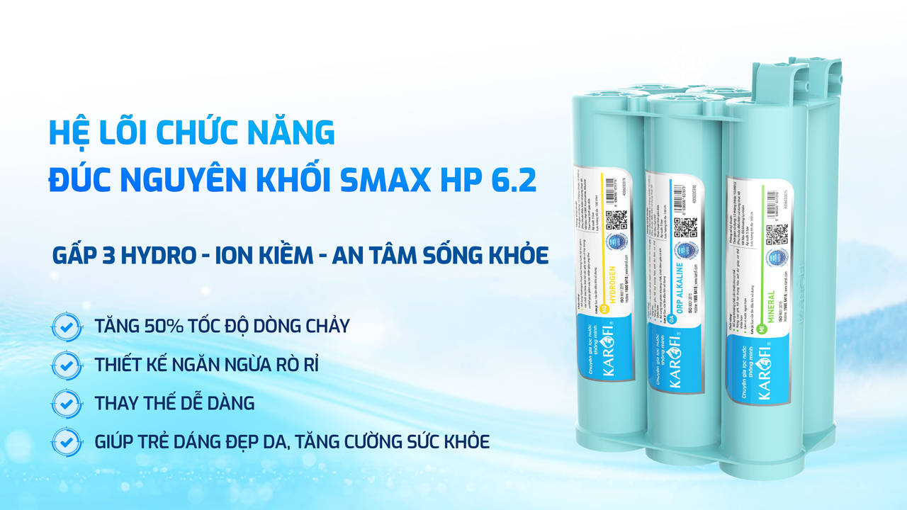 Máy lọc nước nóng lạnh Karofi KAD-D66S PRO Hệ lõi chức năng HP 6.2
