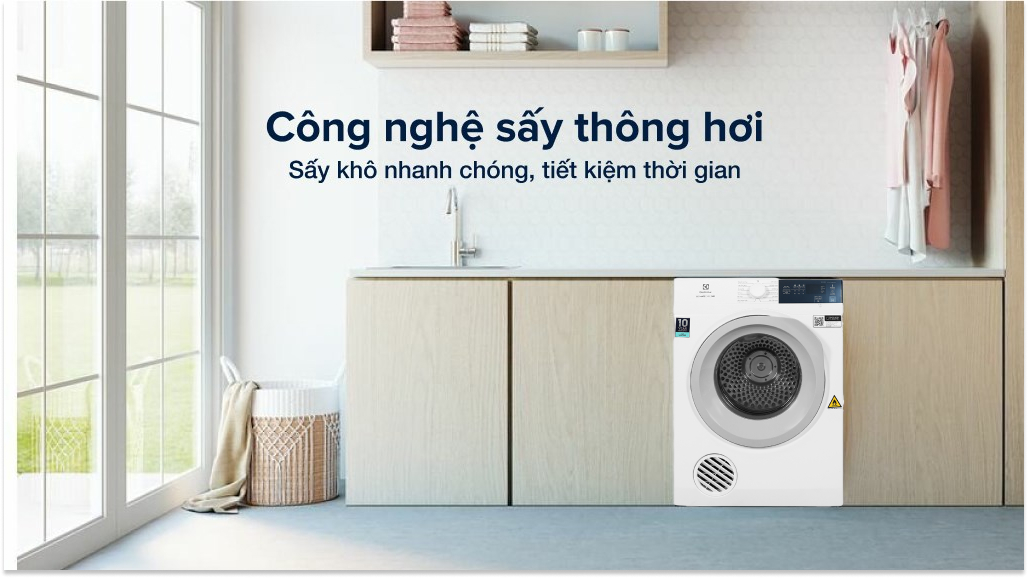 Máy Sấy Thông Hơi Electrolux 8kg EDV804H3WC Công nghệ sấy thông hơi