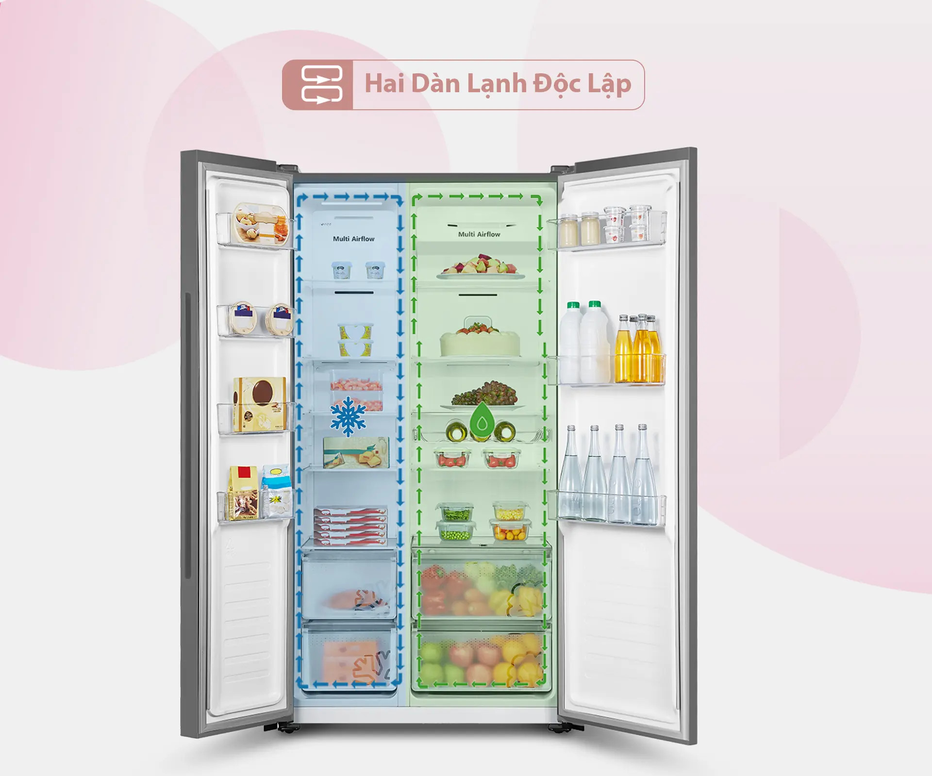 Tủ Lạnh Hisense Inverter 519 Lít RS668N4EW-PU Hai Dàn Lạnh Độc Lập
