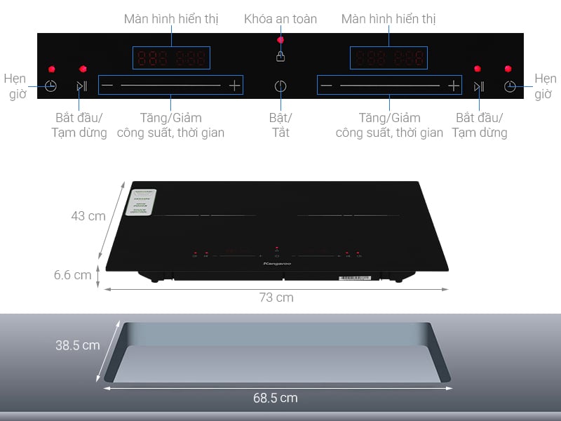 Bếp từ đôi lắp âm Kangaroo KGIC38D1C