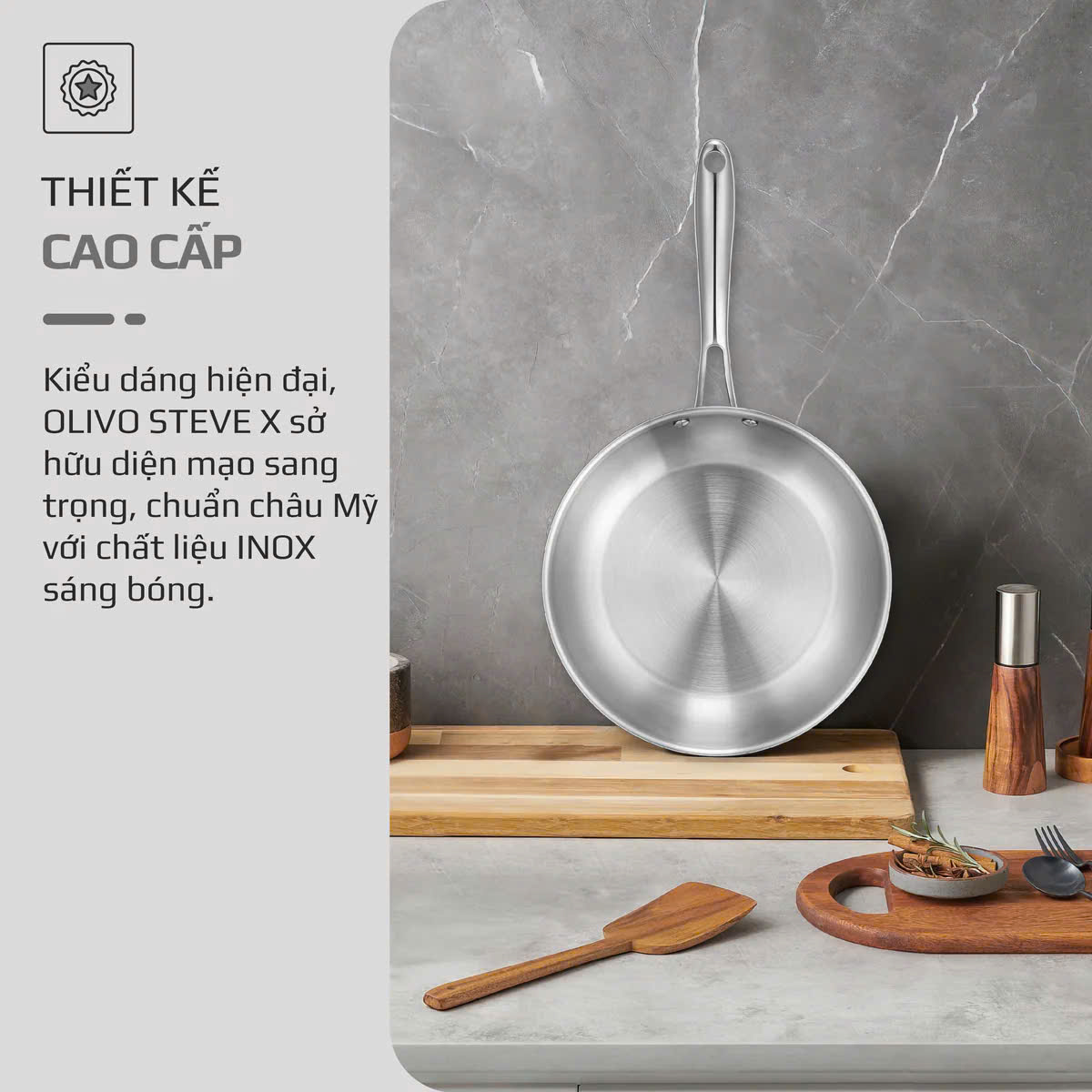 CHẢO INOX OLIVO STEVE X – Chống Dính
