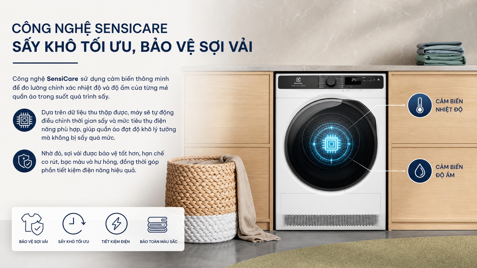 Máy sấy bơm nhiệt Electrolux 8 kg EDH803J5WCR Máy sấy bơm nhiệt Electrolux 8 kg EDH803J5WCR