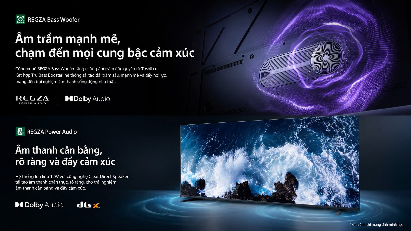 Smart Tivi QLED Toshiba AI HD 43 inch 43V37SP - Âm thanh đắm chìm với REGZA Power Audio 20W