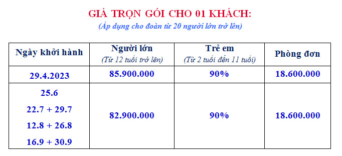 Báo giá CHƯƠNG TRÌNH DU LỊCH ANH - SCOTLAND 2023