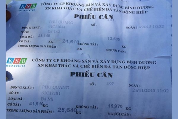 Các thông tin chứa trong phiếu cân tải trọng xe là gì