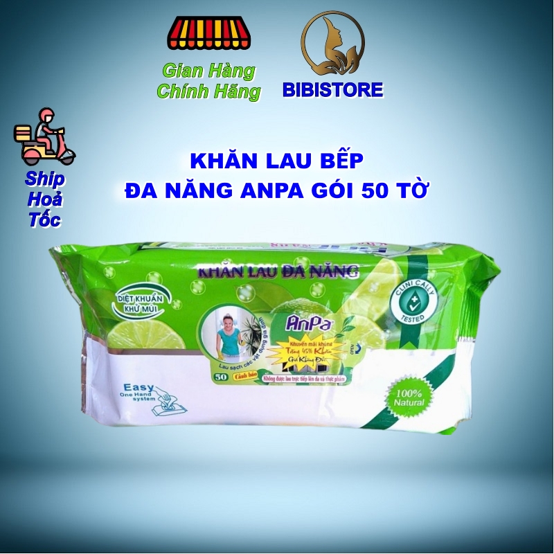 Khăn Ướt Đa Năng Lau Bếp ANPA Gói 50 Tờ