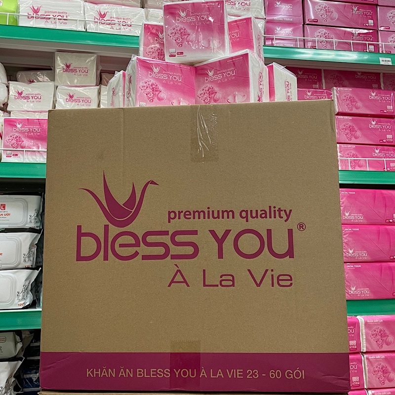 [Thùng 60 Bịch] Khăn Ăn Vuông Nhỏ 12cm x12cm BLESS YOU Bịch 100 Tờ